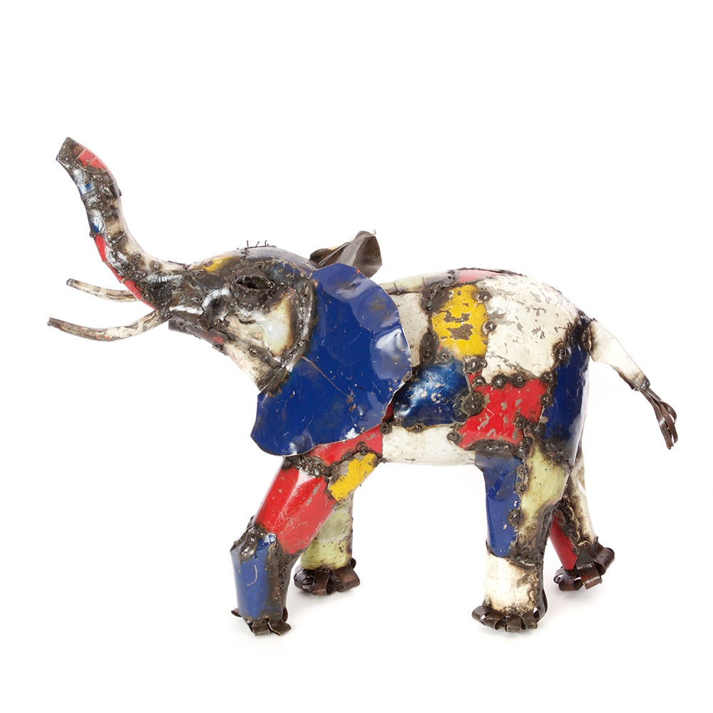 Colorful Recycled Oil Drum Elephant Sculptures 584